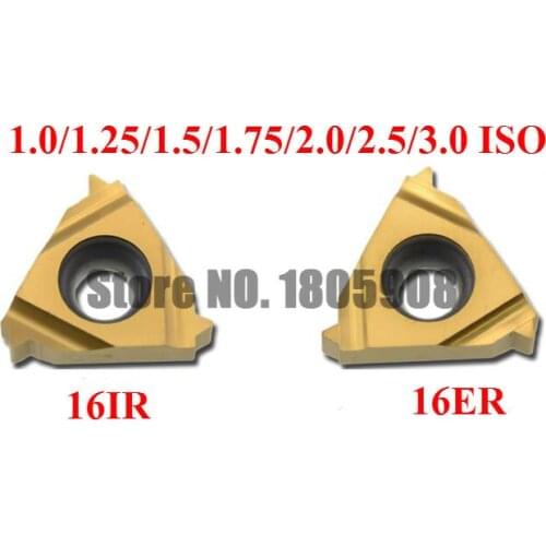 10PCS 16ER 16IR 16 ER IR 1.0/1.25/1.5/1.75/2.0/2.5/3.0 ISO,Indexable Tungsten Carbide Threading Lathe Inserts internal Metric