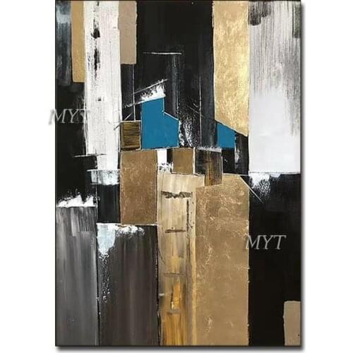 No Framed Hand painted Modern Abstract Oil Painting on Canvas Foil Designed Art Handmade Yellow Oil Paintings for Living Room