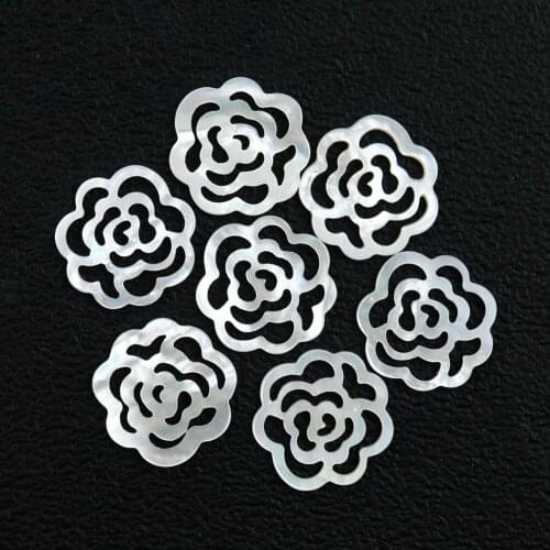 Natural Freshwater White Mother of Pearl Carved Hollow Rose Flower Disc DIY Handmade Material Earring Hairpin Jewelry Accessory