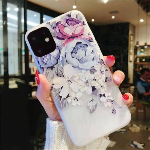 Silicone 3D Relief Flower Soft Cover Case for iphone 12 mini 12Pro Max X XR XS Max 11 Pro Max Case for iphone 6 7 8 Plus SE 2020