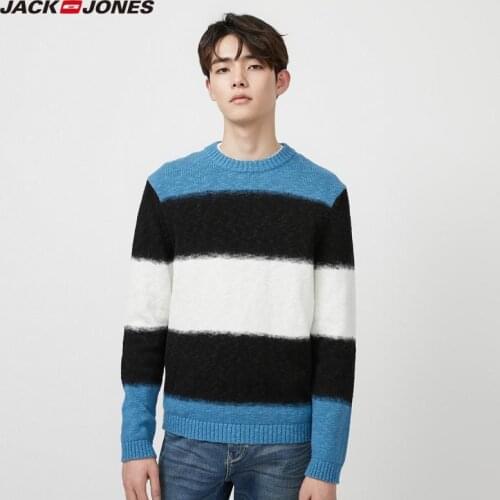 JackJones Mens Ribbed Round Neckline Cotton Straight fit Contrasting Knit Sweater|220124526