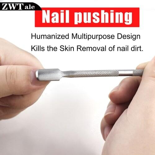 Rosemary Nail Art Cuticle Pusher Remover Stainless Steel 2 Ways Dead Skin Metal Manicure Pedicure Care Tools Finger Push