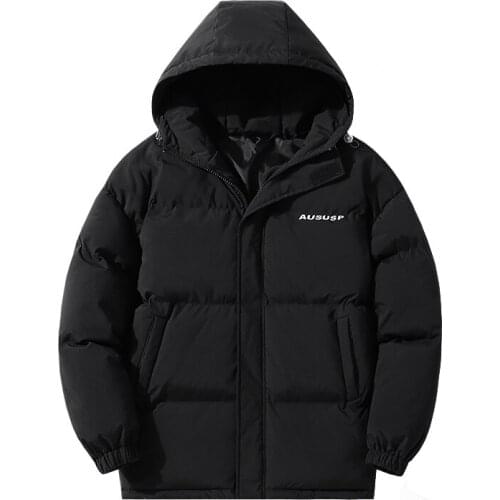 Streetwear Men Winter Jacket And Coats Thicken Warm Parkas Stand Collar Solid Color Fashion S-4XL