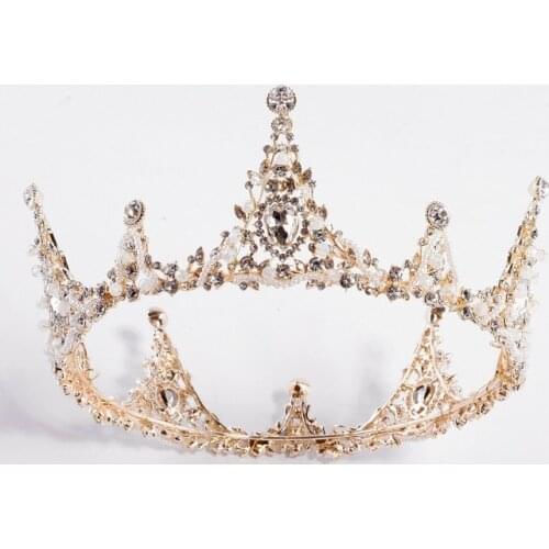 Vintage Baroque Queen King Bride Tiara Crown For Women Headdress Prom Bridal Wedding Tiaras and Crowns Hair Jewelry Accessories