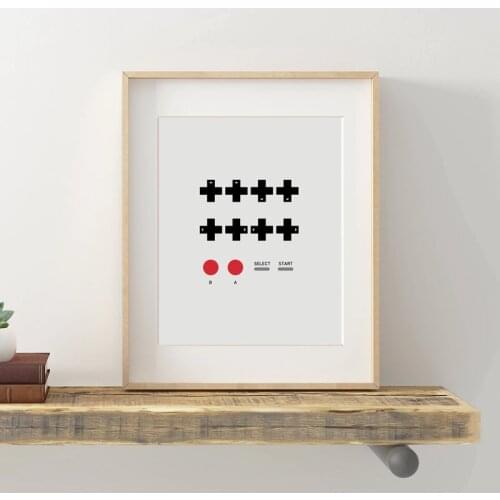 Contra Video Game Cheat Code Art Print Retro 1980s Vintage Game Canvas Poster Hipster Geekery Art Painting Kids Room Wall Decor