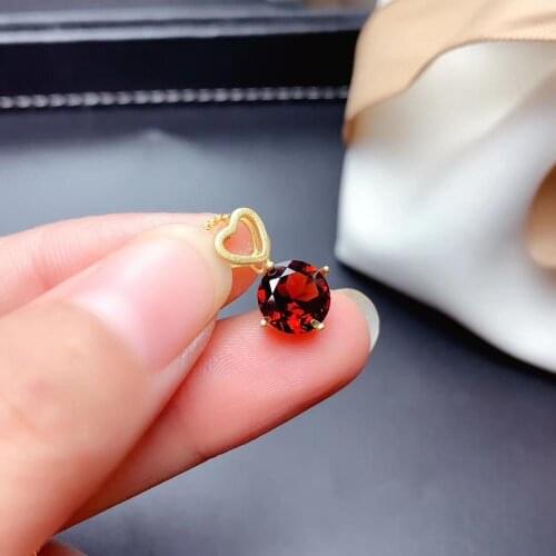 Recommend new classic garnet gemstone necklace for women ornament real 925 silver natural gem good shiny red color birthday gift
