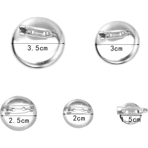 20pcs Metal Sliver Color 15 20 25 30 35mm Round Brooch Base Cabochon Blanks Trays with Brooch Pins Cameo Cabochon Base Setting