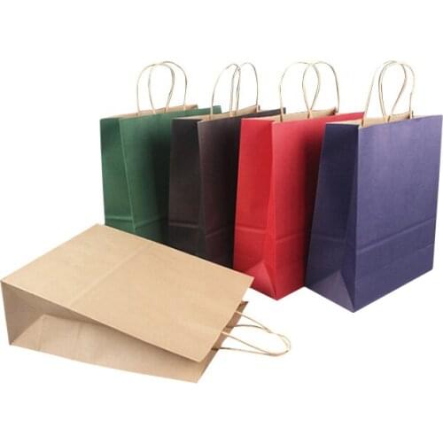 50 Pcs/lot 21x15x8cm High-end Kraft Paper Bag Shopping Bags DIY Multifunction Festival Gift Paper Bag With Handles