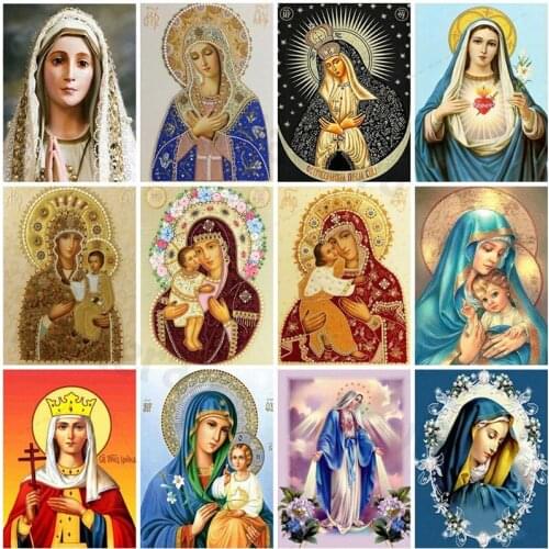 5D Diy Diamond Painting Religious Diamond Embroidery Full Circle Square Rhinestone Cross Stitch Handmade Product Home Decoration