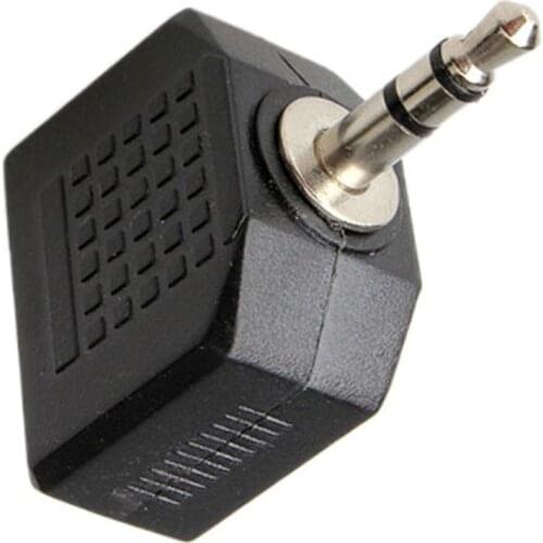 6 Pcs 3.5mm Mono Audio Plug to 2 Ports 3.5mm Jack Splitters Adapters Black UY8