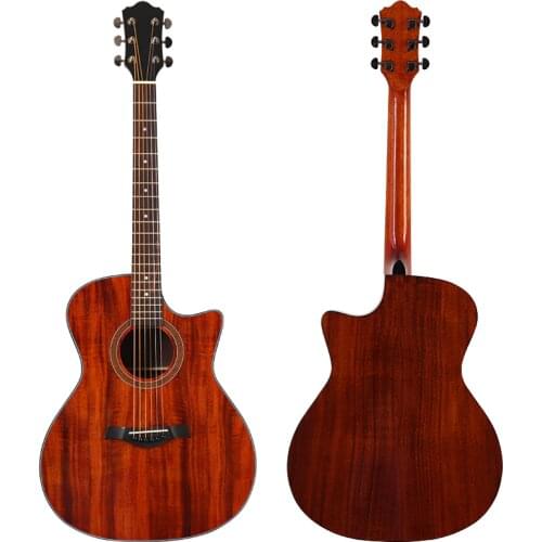 Solid wood spruce top acoustic electric guitar flame maple wood back and side 40 inch high gloss 6 string acoustic guitar
