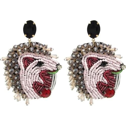 Large Pendant Animal Earrings Handmade Crystal Glass Beads Earrings for Women Fashion Pendientes Jewelry