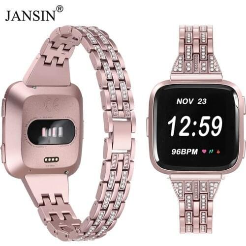 Women Diamond Watch Band For Fitbit Versa/Versa 2/Versa Lite&SE Bracelet Stainless Steel Strap For Fitbit Versa Band Accessories