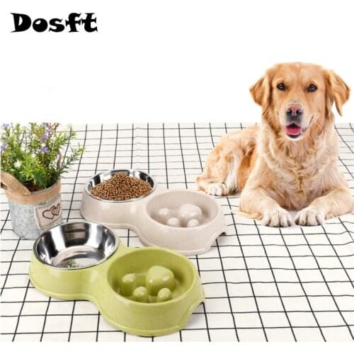 Pet Dog Feeding Food Bowls Plastic Double Non-slip Pet Bowl Puppy Slow Down Eating Feeder Dish Bowel Healthy Slow Food Feeder