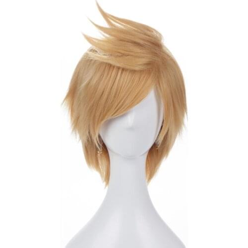 FF15 Final Fantasy XV Prompto Argentum Short Linen Blonde Cosplay Costume Wig Heat Resistance Fibre Hair + Wig Cap