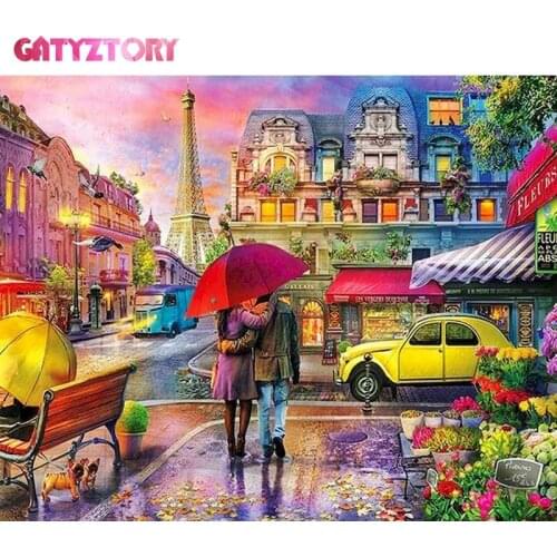 GATYZTORY Full Square Diamond Painting Street Scenery Cross Stitch Mosaic 5D Painting Diamond Embroidery Painting Home Decor