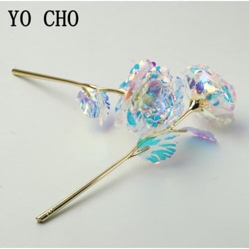 YO CHO Artificial Flower 24K Foil Rose Plated Gold Rose Flower Birthday Valentines Creative Gift Rose Festival Home Party Decor