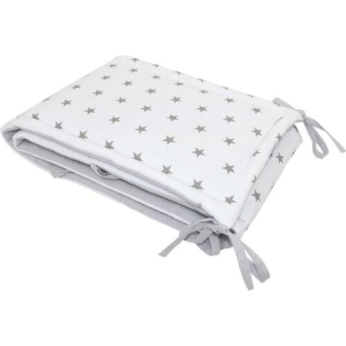 Jaju Baby Handmade, White Background Gray Star Crib Side Protection Special Size, Baby Barrier Set