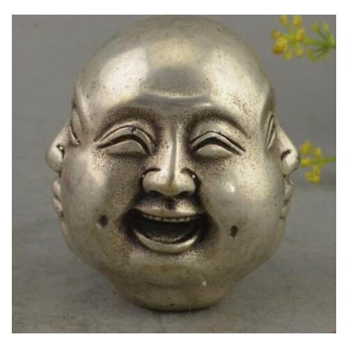 China Tibet silver 4 emotions four faces of Buddha head statue