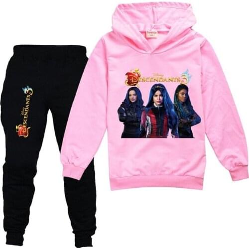 Kpop Girls Harajuku Sweatshirts Sets Descendants 3 Printed Long-Sleeved Hoodie Cartoon Casual Graphic Tops Kawaii Hoodies +Pants