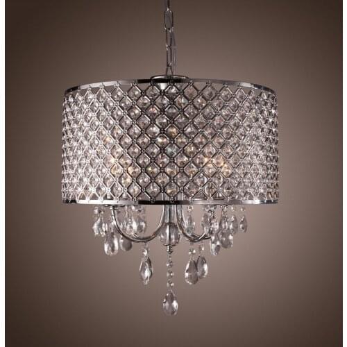 Round Square Black Chrome Modern Led Crystal Pendant Lamp Dining Roon Living Room Bedroom Bar Restaurant Hanging Light Fixture