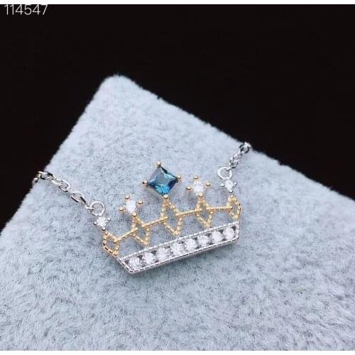 CoLife Jewelry Vintage Silver Crown Pendant for Party 3mm Natural Emerald / Sapphire Pendant 926 Silver Emerald Jewelry