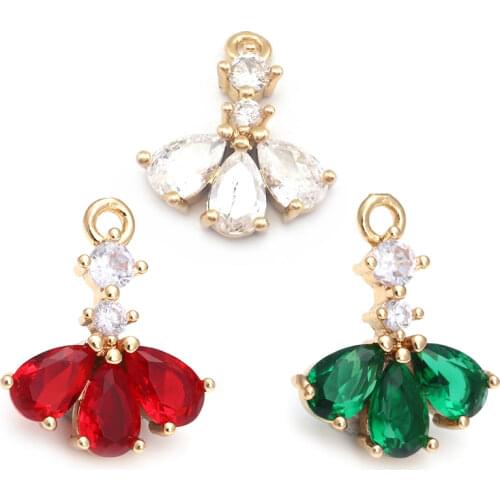 10PCS 14x16MM 24K Champagne Gold Color Brass and Zircon Flower Charms Pendants Jewelry Making Supplies Diy Findings Accessories