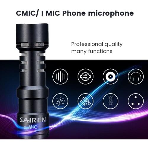 SAIREN New Uper Cardioid Pointing Microphone Type-C/Lighting Charging Digital Port Phone Microphone Recording Mic for Phone