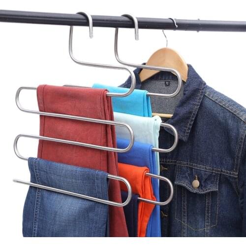 Multilayer Fish Bone Shape Stainless Steel Clothing Storage Racks Clothes Hanger Storage Holder Wardrobe Laundry Drying Rack