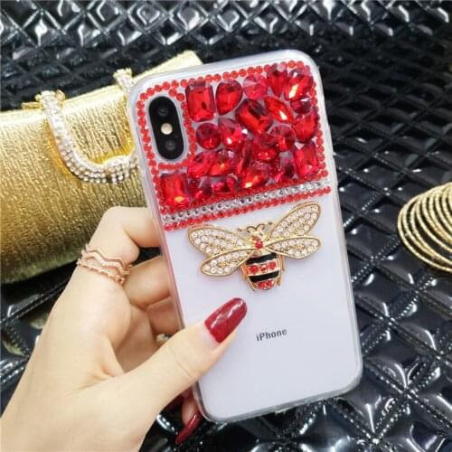 LaMaDiaa Fashion 3D Metal Bee Diamond Rhinestone Phone Cases For Samsung S8 S9 Plus S6 S7 edge S5 S4 S3 Note8 N5 N4 N3 Cover