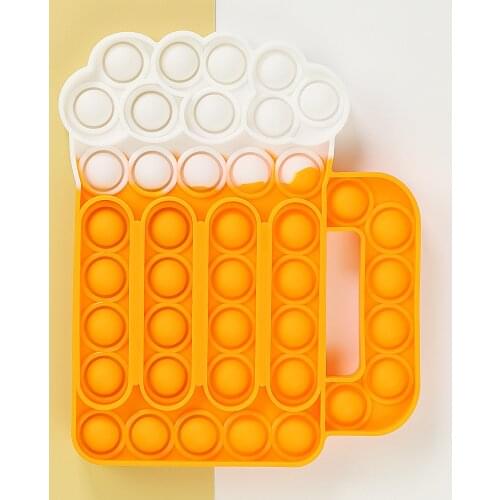 New Push Bubble Toy Beer Mug Shape Sensory Fidget Toy Funny Food Stress Reducer for Adults Bubble Push Game Gift Game Toys