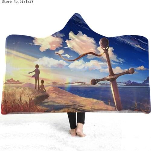 5 Centimeters Per Second Hooded Blanket Cartoon Anime Fleece Blanket For Bedroom Wearable Blanket Nap Office Throw Blanket