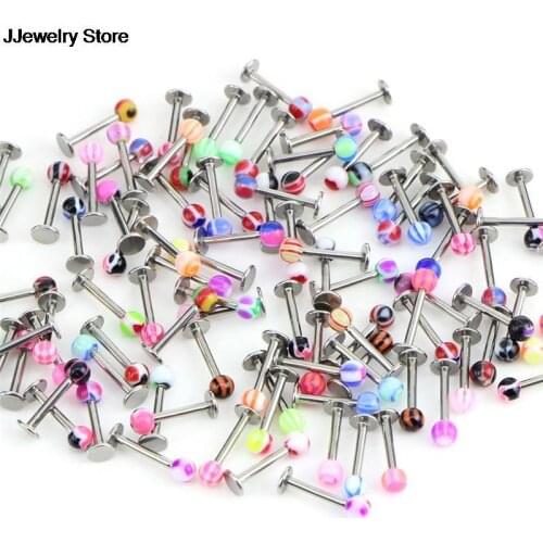 Body Piercing Jewelry Mix New Color Stainless Steel Ball Lip Piercing Labret Rings Hot