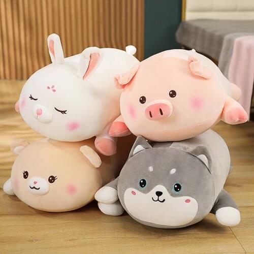50-100cm Lovely Pig Husky Rabbit Bear Plush Pillow Soft Cartoon Animal Plush Toys Stuffed Sofa Cushion Sleeping Dolls for Baby