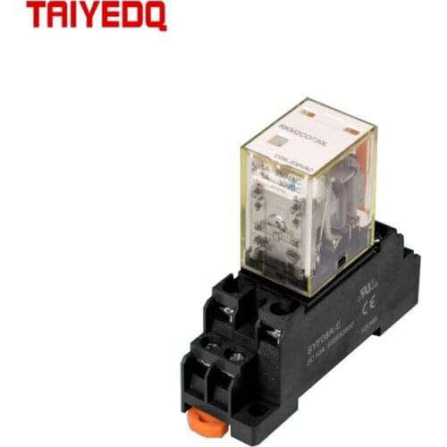 Plug-in Small Power Relay Intermediate Relay RKM2C Set DC 24V AC 230V 8 Feet 5A HH52PL MY2NJ 2NONC With LED Indicator