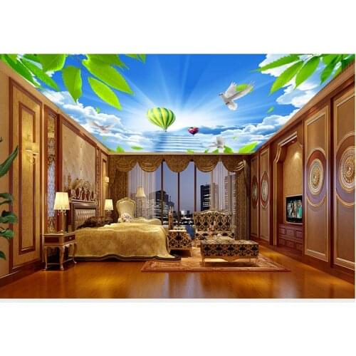 Custom 3d wallpaper 3d ceiling wallpaper murals Beautiful blue sky, blue sky dove ladder suspended ceiling murals 3d wall decor