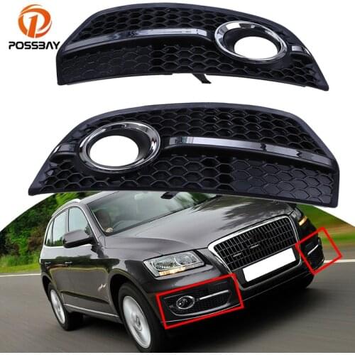 POSSBAY Pair Side Fog Light Grills Cover Car Front Bumper Grill Grilles Fit for Audi Q5(8R) MK1 2008-2012 Pre-facelift Car Parts