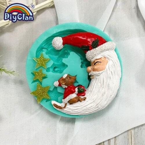 Christmas Silicone Mold Star Squirrel Santa Claus Moon Model Fondant Chocolate Biscuit Dessert Baking Cake Decorating Tools