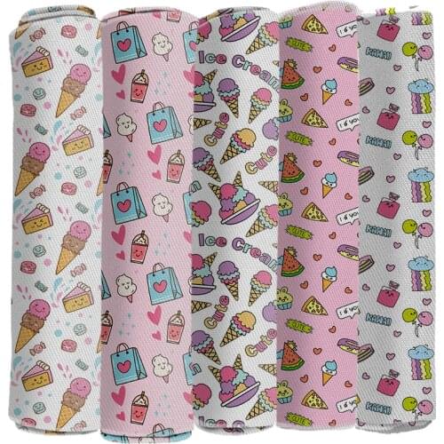 Printed Twill Cotton Fabric Ice-cream Polyester Fabrics for Sewing Dress Cloth DIY Quilting Curtain 50*145cm