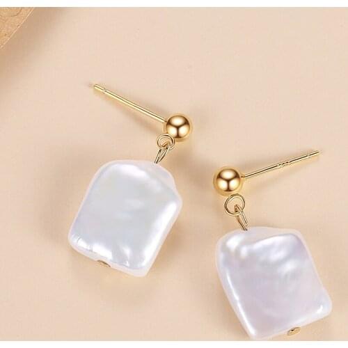 ELESHE Genuine 925 Sterling Silver Natural Freshwater Pearl Stud Earrings for Women Chic Charming Jewelry 2021 Wholesale