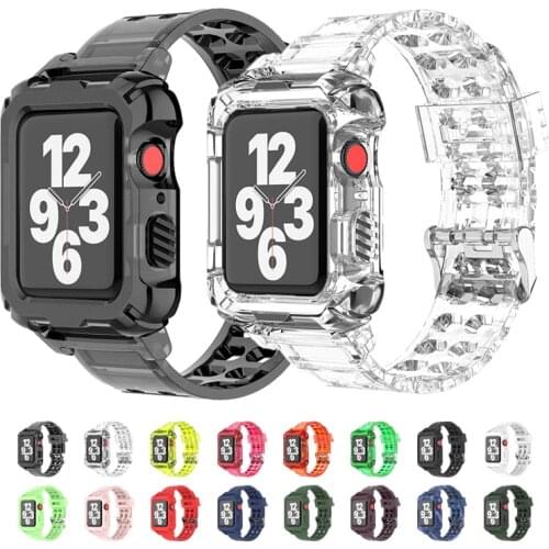 Silicone Strap for Apple Watch Band Series 6 SE 5 4 3 Transparent for Iwatch bracelet 38mm 40mm 42mm 44mm Watchband accessories
