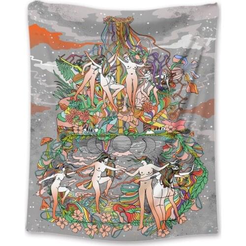 Dance Women Tapestry Wall Hanging Bohemian Blanket Wall Carpet Skull Moon Large Wall Cloth Tapiz 3d