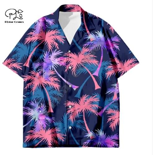 PLstar Cosmos Hawaiian Beach Shirts Fruit Food NewFashion Pullover 3DPrint Summer Funny Collar Shirt Short Sleeve Casual Tees A1