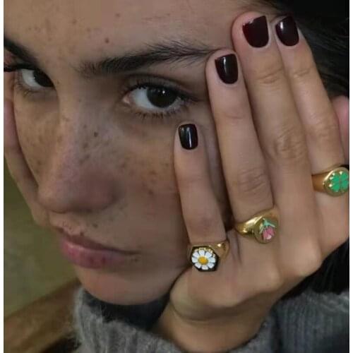 Wind jewelry simple gold chain drop glaze tulip tag necklace bracelet ring ring lady Free shipping