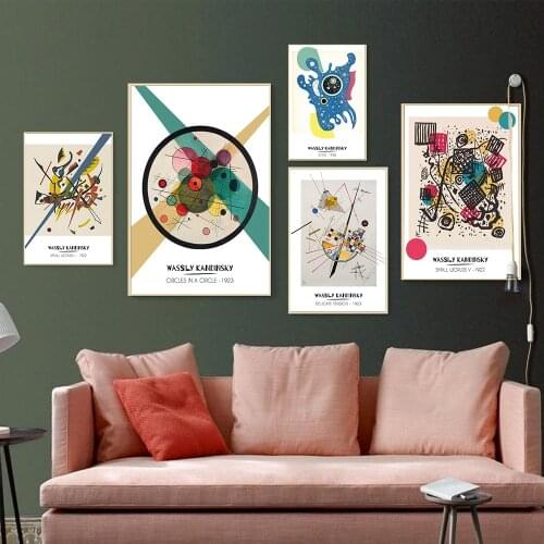 Wassily Kandinsky Famous Abstract Printing Canvas Paintings Vintage Poster and Print Wall Art Picture for Living Room Home Decor