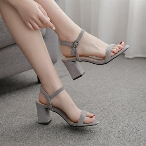 Block thilck heel lady satin evening dress shoes ankle strap kitten heel sandals concise prom party cocktail pumps more colors