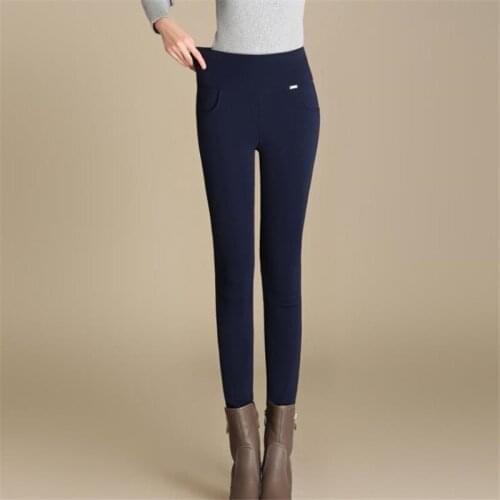 Female Winter Plus Size Plus Velvet Pants Oversized Thick Pencil Trousers Autumn Warm Stretch Bas Pantalones Slim Pantalons