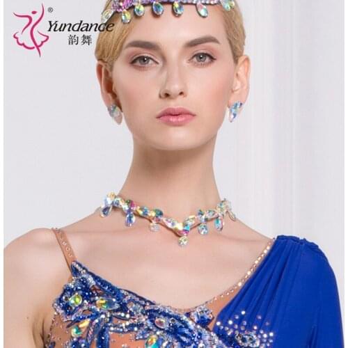 Lady New Rhyme Dance Necklace Female Modern Dance Necklaces Female National Standard Latin Match Diamond Accessory B-6576