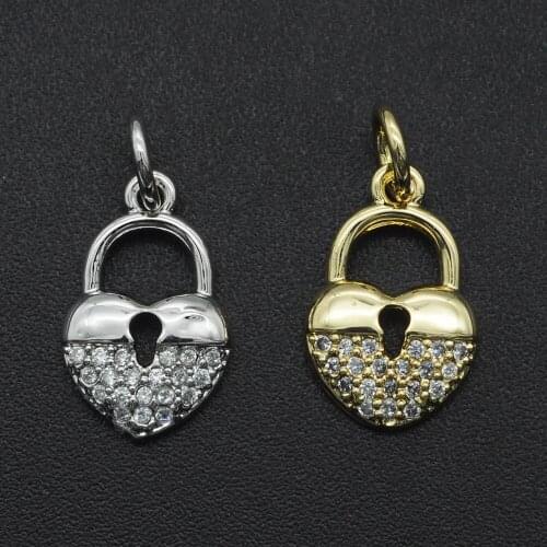 17x9mm 100% CZ Zircon DIY Jewelry Lock Charm Pendant Wholesale Top Quality Jewellwery Finding Supplies