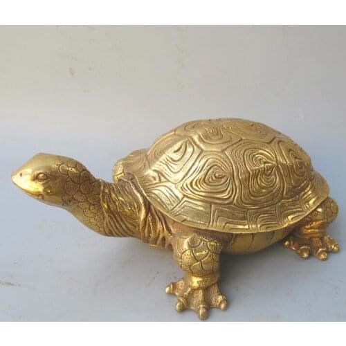 33CM # 2020 office home efficacious FENG SHUI Talisman Protection -exorcise evil spirits Money Drawing Golden turtle statue